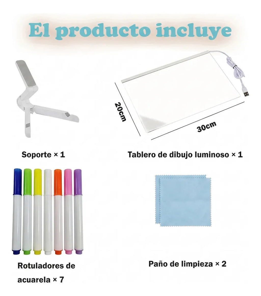 Pizarra Magica 20cm X 30cm Luz Led Usb