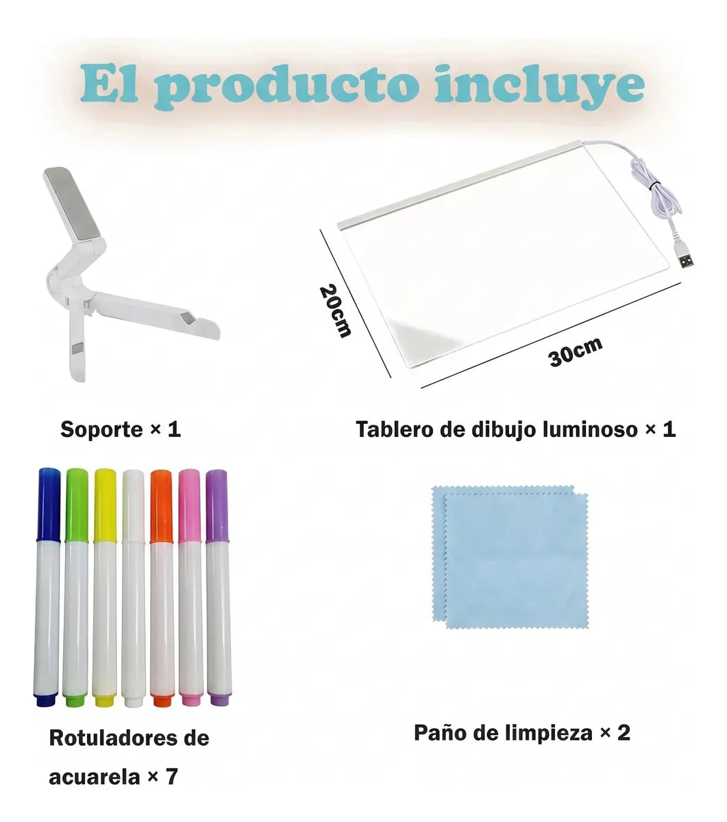 Pizarra Magica 20cm X 30cm Luz Led Usb