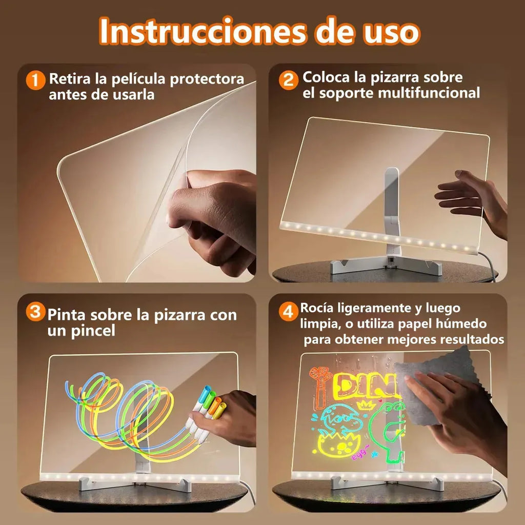Pizarra Magica 20cm X 30cm Luz Led Usb