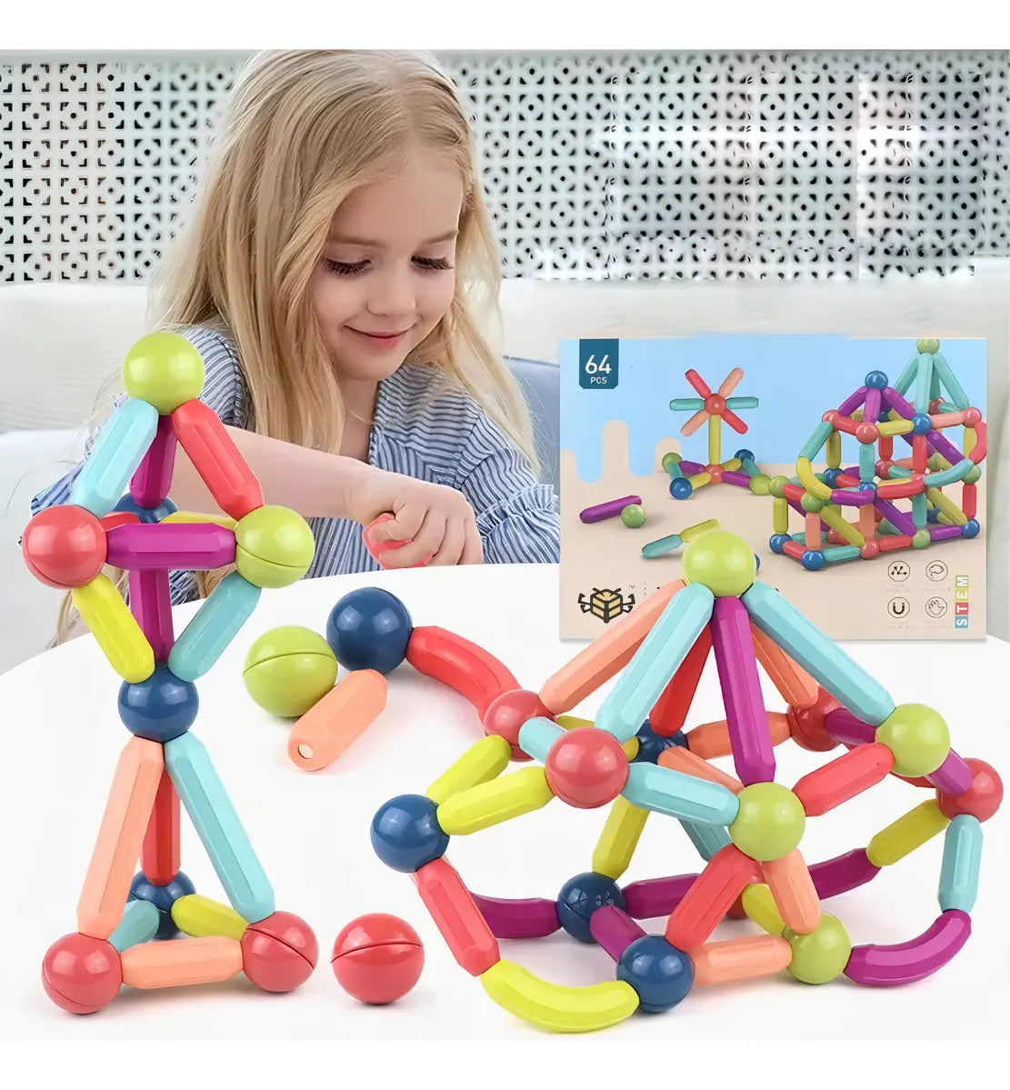 Juego Bloques Construccion Magneticos