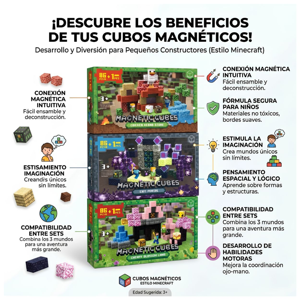 Set Bloques Magneticos De Minecraft