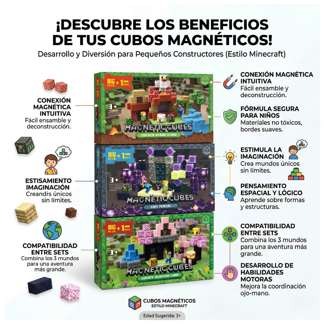 Set Bloques Magneticos De Minecraft